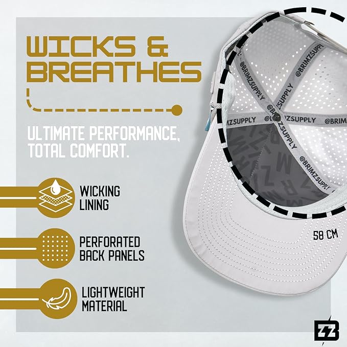 BRIMZ Golf Performance Hat - Tee Holder & Magnetic Ball Marker - Breathable, Sweat & Water Resistant Golfing Snapback Hat