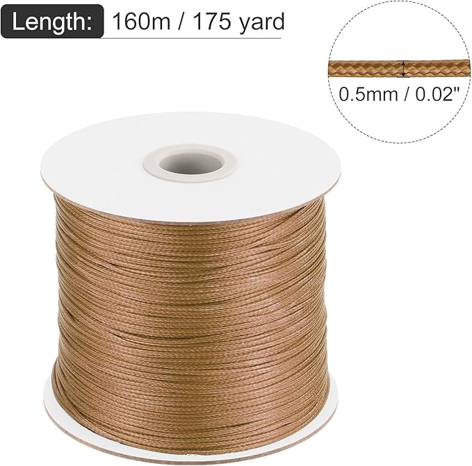 MECCANIXITY Waxed Cord 0.5mm Waxed Polyester Cord 175 Yard Wax String - Image 2