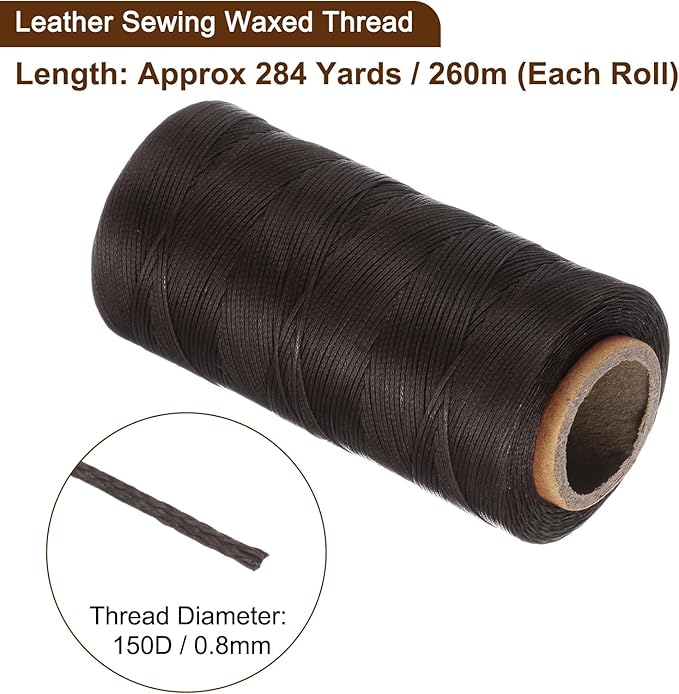 uxcell 150D 0.8mm Flat Waxed Thread 284 Yards Polyester Leather Sewing Waxed - Image 3