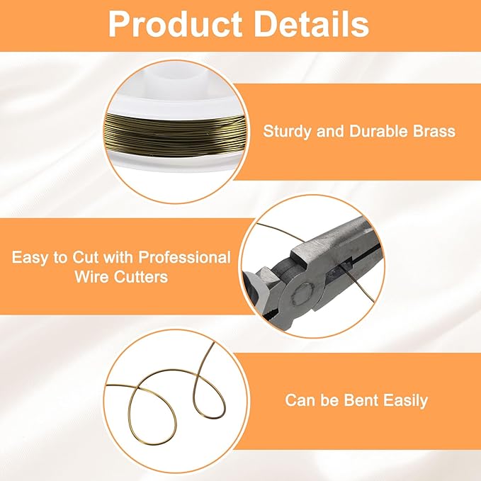 HARFINGTON 30ft Jewelry Wire, 26 Gauge Brass Craft Soft Metal Tarnish Resistant - Image 3