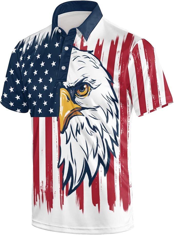 Golf Polo Shirts for Men Funny Print Short Sleeve Golf Shirts Performance Golf Polos