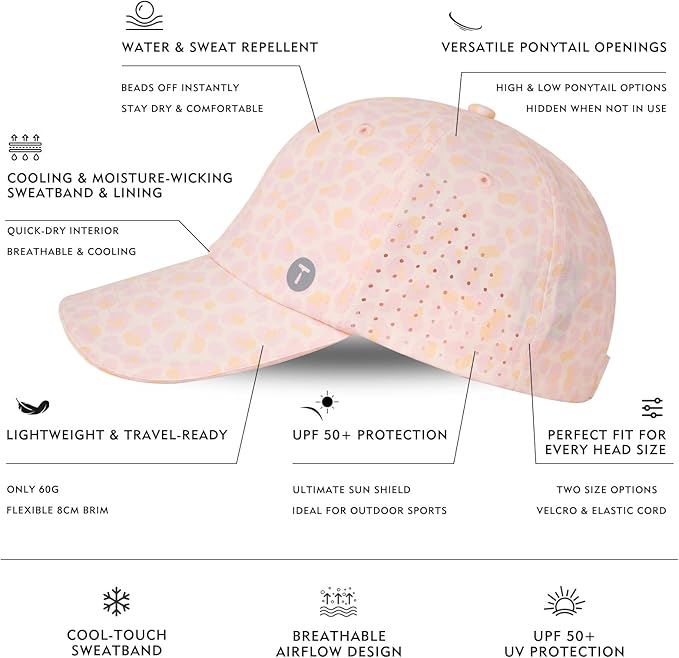 TOP-EX UVCOOLIX™ Cooling High Ponytail Everyday Sports Hat for Women, Breathable Running Golf Walking, UPF 50+ Foldable
