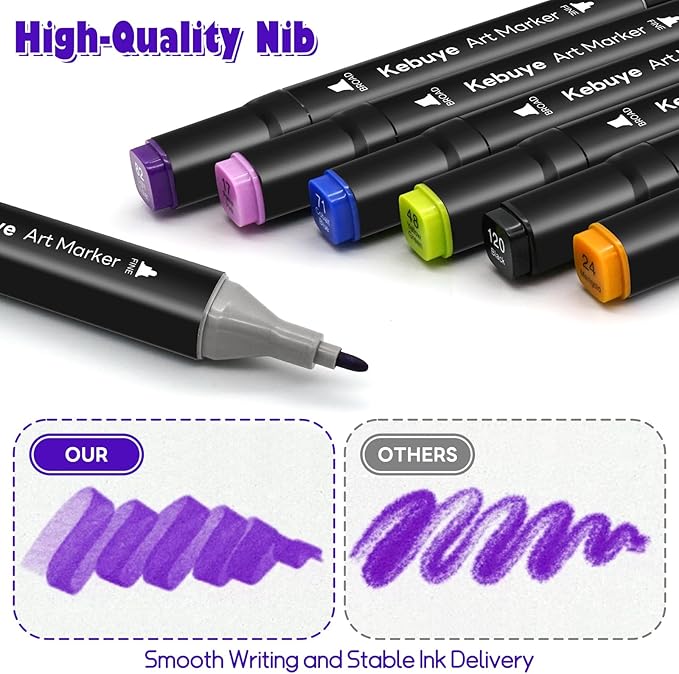 48 Colors Alcohol Markers Set, Dual Tips Blender Art Markers - Image 2