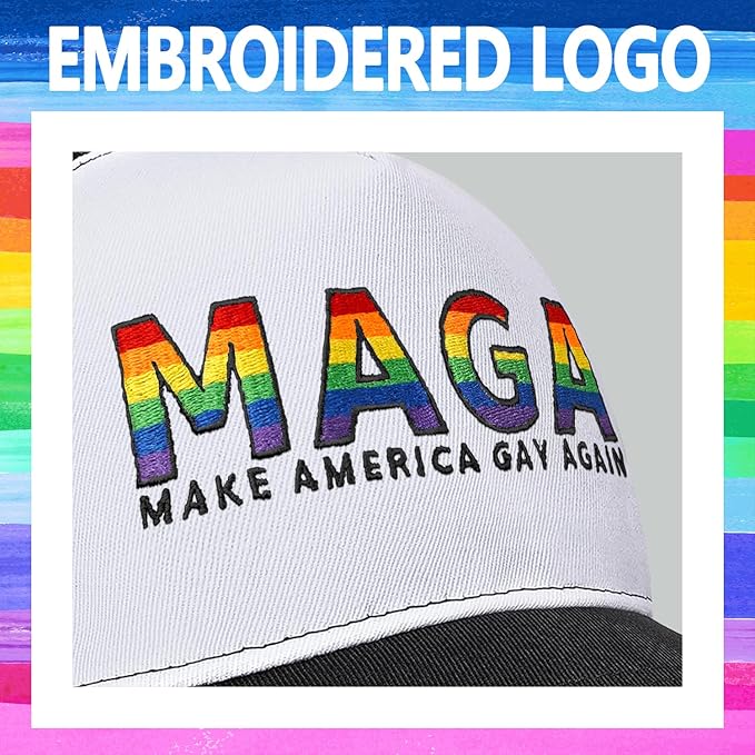 Gay Pride Rainbow Trucker Hat for Men and Women LGBT Embroidered Adjustable Washable LGBTQ Baseball Cap Gifts
