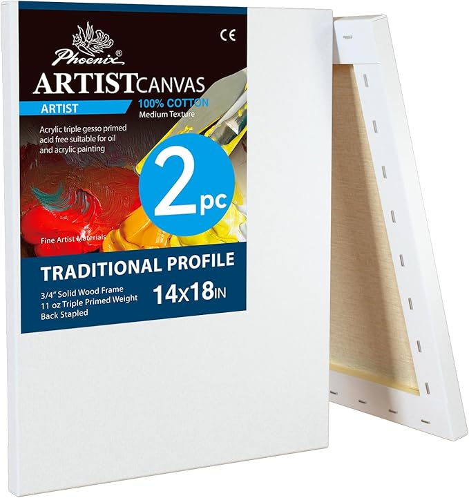 PHOENIX 14x18 Inch 2 Pack Artist Canvas by PHOENIX