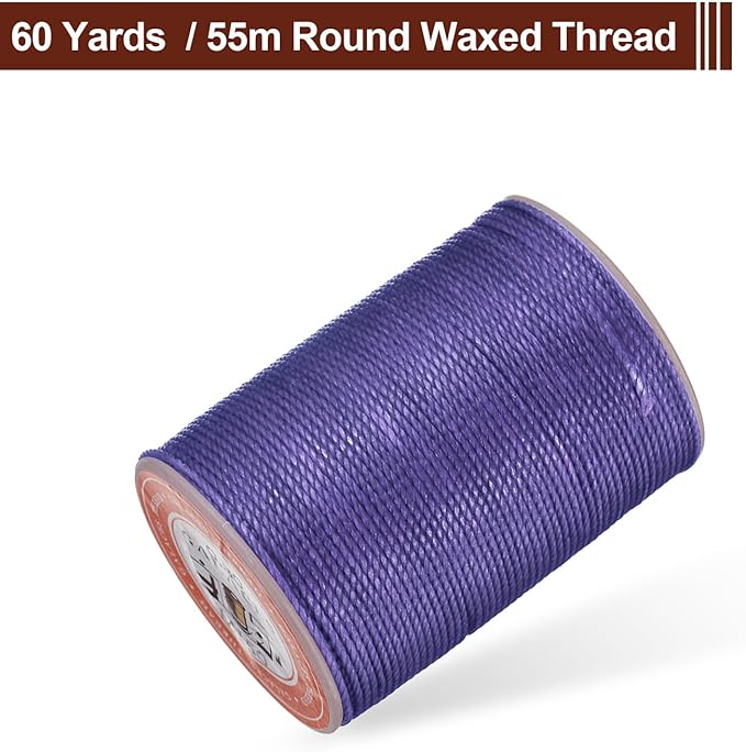 uxcell Round Leather Sewing Waxed Thread, 55m / 60 Yards Wax Polyester String - Image 3