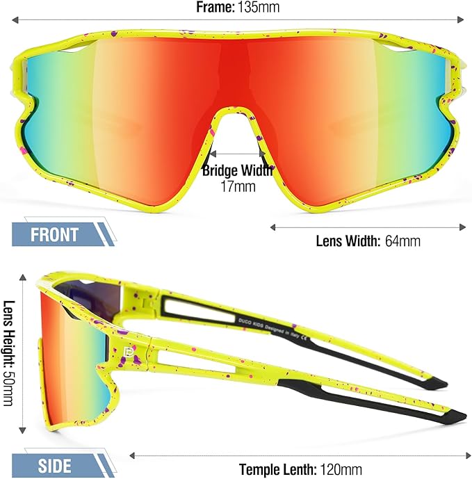 DUCO Kids Sunglasses Youth Baseball Sun Glasses Lightweight TR90 Frame UV400 Sports Cycling Shades for Boys Girls DK268