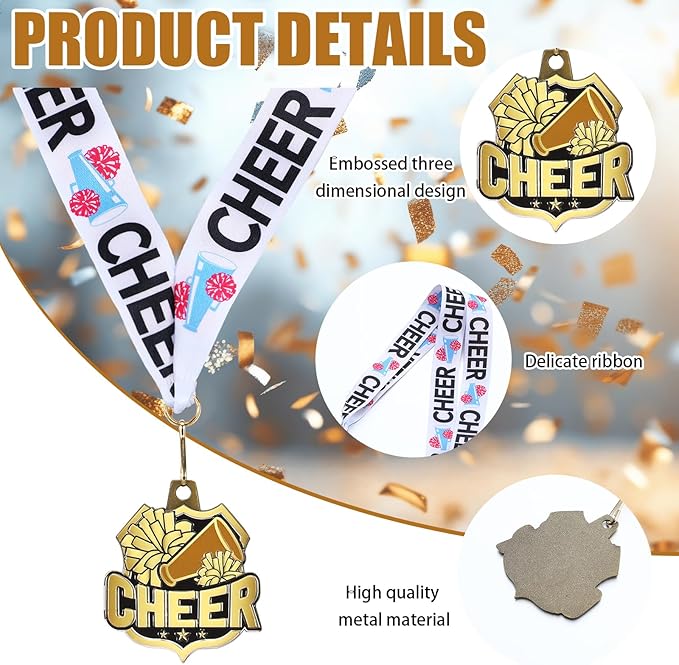 Ecation Medals with Neck Ribbons Soccer Awards Medals Baseball Team Awards Softball T-Ball Flag Football Trophy for Kids Sports Competitions Celebration Gift