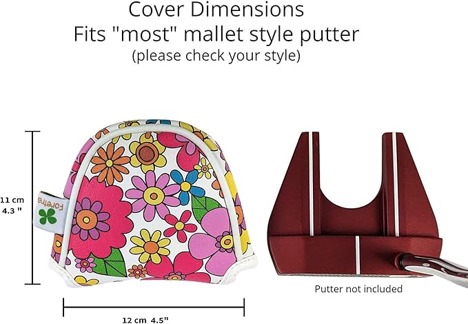 Foretra Driver Headcover Golf Club Covers Blade Mallet Putter Cover Alignment Stick Holder Hybrid Fairway Wood Head Cover Flower Pattern Novelty Golf Accessories for Most Brands