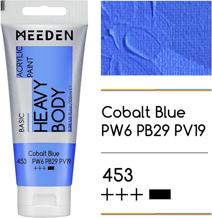 MEEDEN Acrylic Paint Cobalt Blue: 100ml/3.38oz Heavy Body Acrylic Paint Tube - Image 2