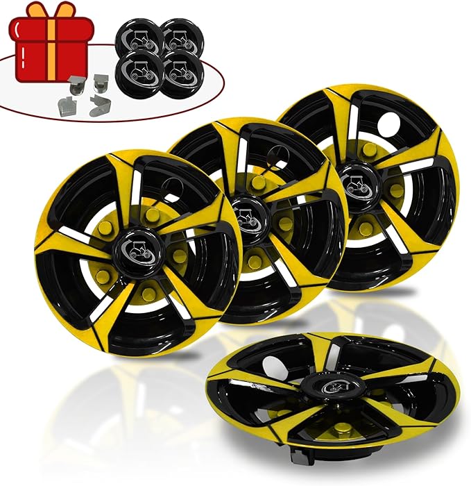 Golf Cart Wheel Covers Hub Caps for EZGO, Club Car, Yamaha Most Golf Carts- 8 Inch Set of 4, Golf Cart Hub Cap
