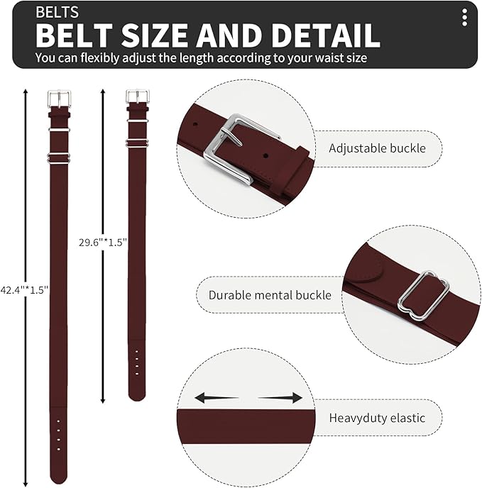 QBK Youth Baseball Socks & Belt Combo Set for Kids 2-16 Years -Softball/Tee Ball Accessories (1 Pair + 1 Belt, Unisex)