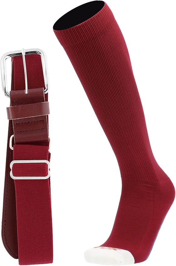 MadSportsStuff Softball or Baseball Socks and Belt Combo - Youth and Adult Sizes Boys and Girls Men and Women