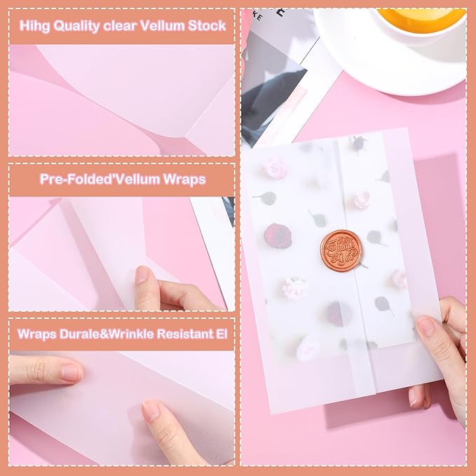 120Sheets Pre-Folded Transparent Vellum Jackets Paper - Image 3