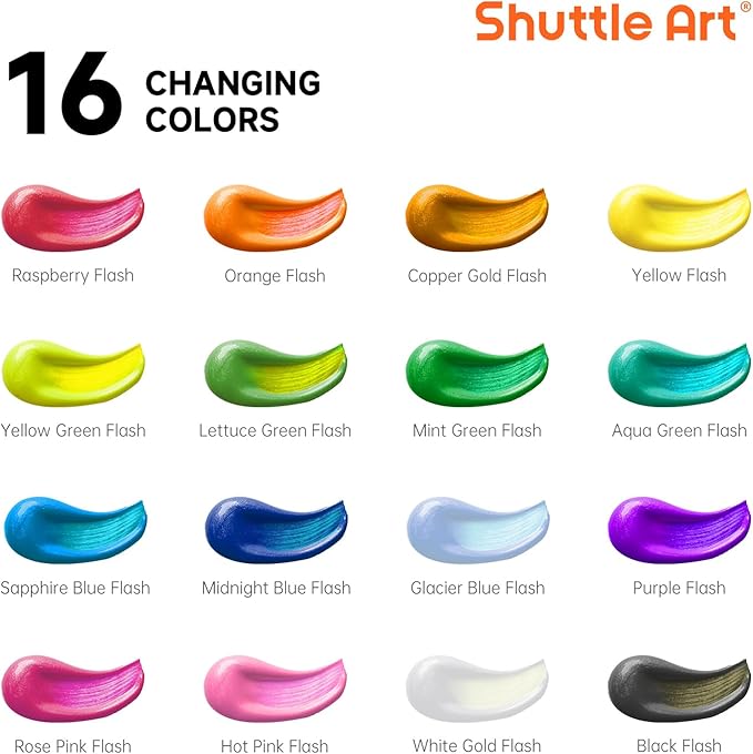 Shuttle Art Color Change Acrylic Paint Set, 16 Colors Chameleon Colors Acrylic - Image 2