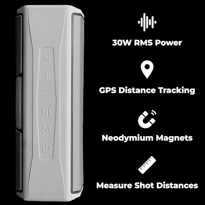 TecTecTec TEAM8 L Golf GPS Speaker - 30W Bluetooth Speaker with Audible Golf GPS Distances (Front / Middle / Back / Hazards) + Shot Distance Measurement, Compact Outdoor Golf Audio Device