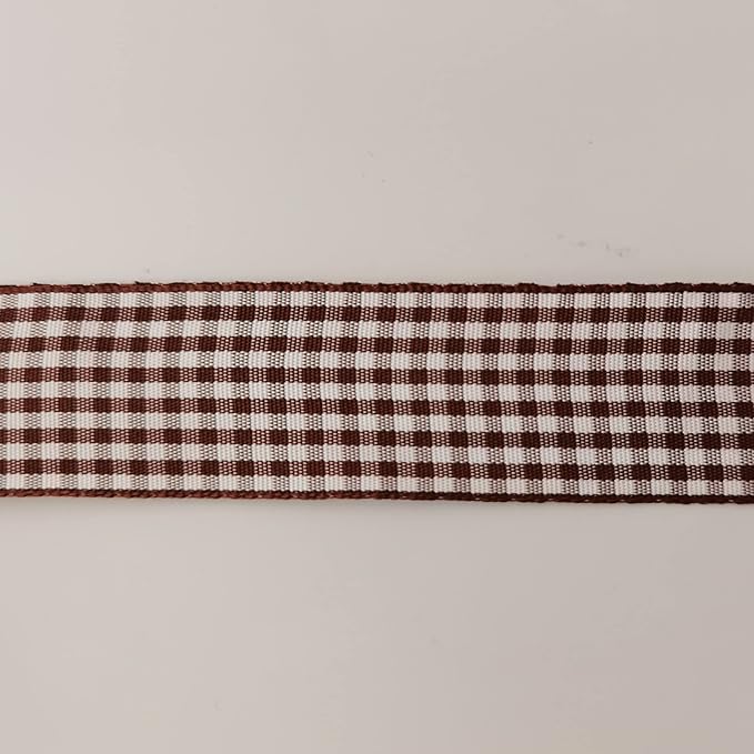 Brown Gingham Plaid Checked Ribbon 25 Yard Each Roll 100% Polyester - Image 9