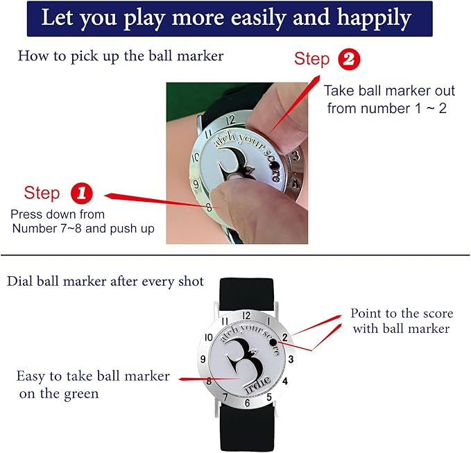 Golf Ball Marker with Golf Stroke Counter Bracelet, Birdie Ball Marker, Golf Accessories for Men and Women, Golf Gifts for Men and Women