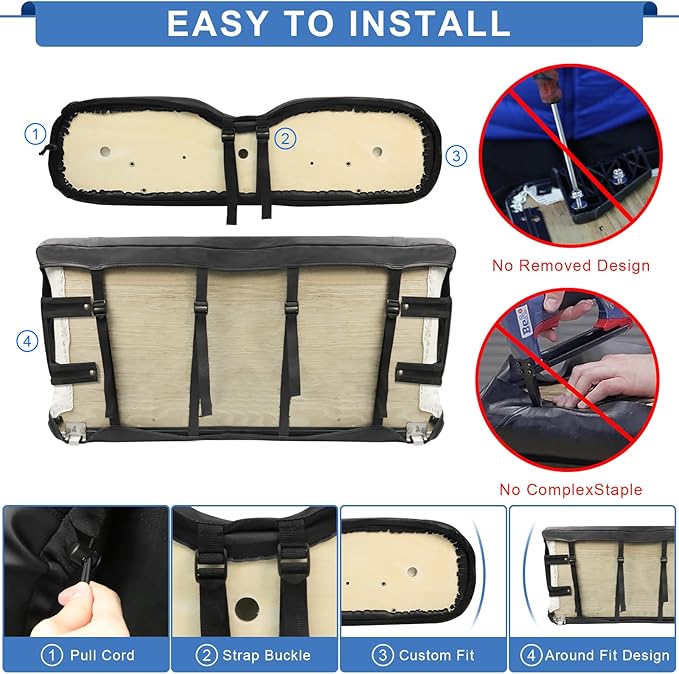 Golf Cart Seat Covers EZGO RXV,Grand Appearance, Easy Installation, Durable Quality, New Appearance,Golf Cart Seat Covers Fit RXV Front Seat,2 Convenient Pockets