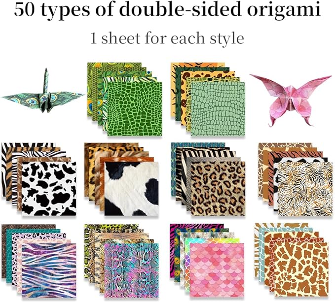 Square Origami Paper 6x6 Double Sided 50 Sheets 50 Colors 70GSM Origami Kit - Image 3
