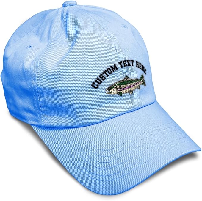 Custom Soft Baseball Hat Embroidered Dad Hat Fish Rainbow Trout Men & Ladies Baseball Cap Cotton