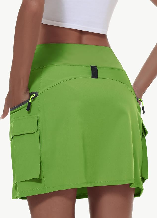 MIVEI Skorts for Woman - Hiking Cargo Skorts with Zipper Pockets, High Waisted Quick Dry Golf Workout, Dressy Casual