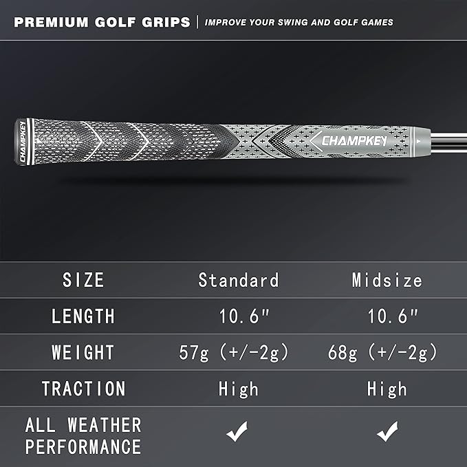 CHAMPKEY Golf Grips 13 Pack | Come with Solvent,15 Tapes,Vise Clamp and Hook Blade | All Weather Control and High Feedback Golf Club Grips