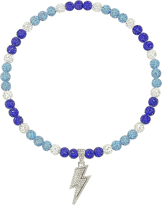 Baseball Necklace for Men 16/18/20 Inch Bling Ice Collection Lightning Bolt Pendant Necklace for Women Rhinestone Clay Beaded Discoball Accessories Gifts for Baseball Team Players Lovers