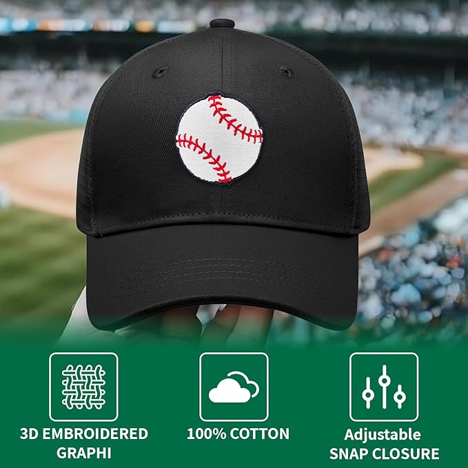 Cool Embroidered Pattern Baseball Cap,Adjustable Fit Trucker Caps,Quick-Dry Comfort Gift for Men Women Accessory-Black