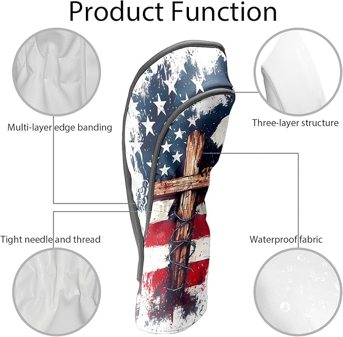 Golf Headcovers Fits Driver Hybrid Fairway 3/5 Wood, Waterproof PU Leather Golf Club Protector, Ideal Sports Accessories & Golfer Gift Colorful Geometry