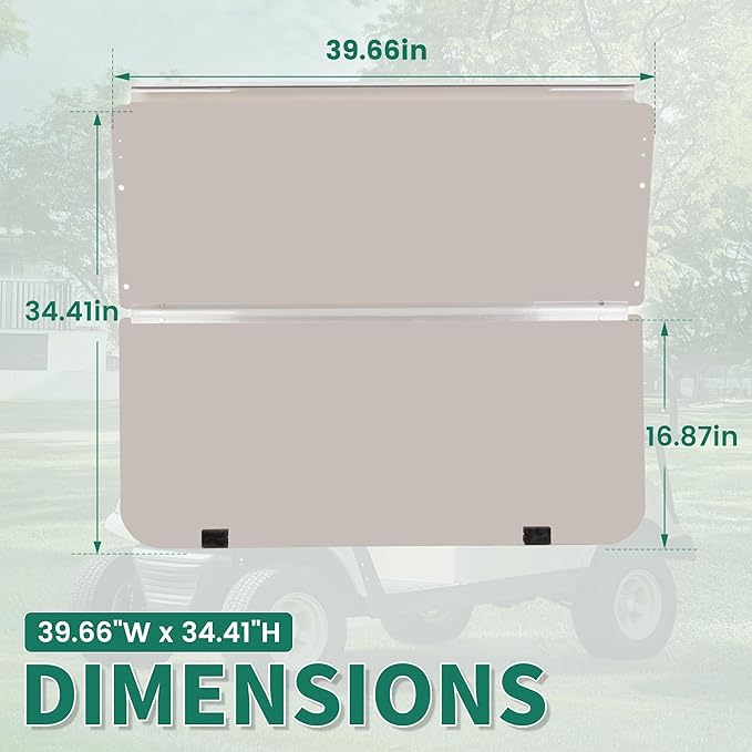 ECOTRIC Tinted Windshield Compatible with 1982-2000.5 Club Car DS Golf Cart Smoke Style Fold Down Windscreen