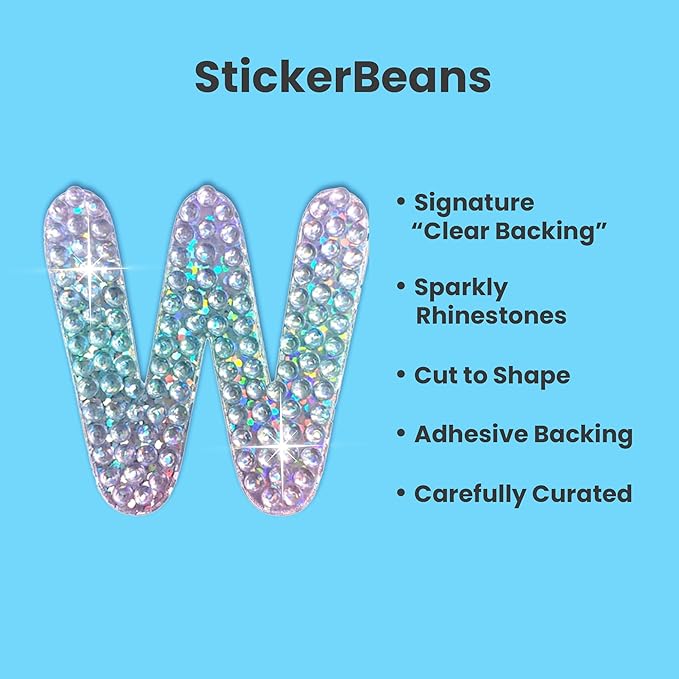 StickerBeans® Rhinestone Alphabet Letter Sticker W - Image 2