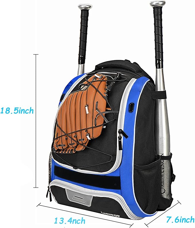 LARIPOP Youth Baseball Bag, Bat Backpack with Fence Hook & Separate Shoe Compartment, Waterproof Equipment Bag for Baseball, T-Ball & Softball