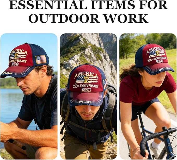 U.S.A 250th Anniversary Embroidered Baseball Cap Adjustable 1776-2026 Anniversary Birthday Retro Patriots Hat for Men Women