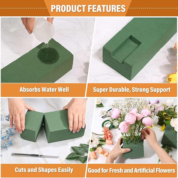 8 Pcs Floral Foam Blocks for Flower Arrangement Wet and Dry Green Floral Foam - Image 6