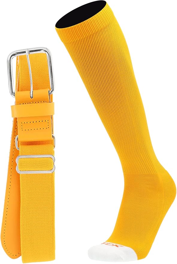 MadSportsStuff Softball or Baseball Socks and Belt Combo - Youth and Adult Sizes Boys and Girls Men and Women