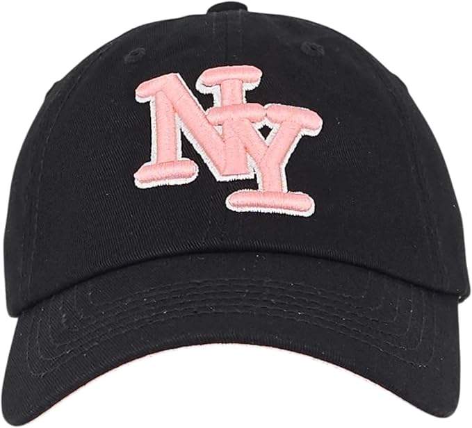 NY 3D Embroidered Cotton Dad Hat – New York Baseball Cap, Adjustable Metal Buckle Strap, Unstructured Low-Profile Style