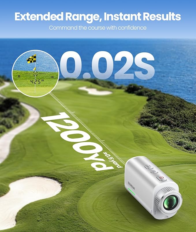 EENOUR Golf Range Finder with Slope, 1200 Yards Golf Rangefinder, Laser Rangefinders with Magnet and Pin Lock Vibration, 7X Magnification, Rechargeable Compact Portable Range Finder Golfing
