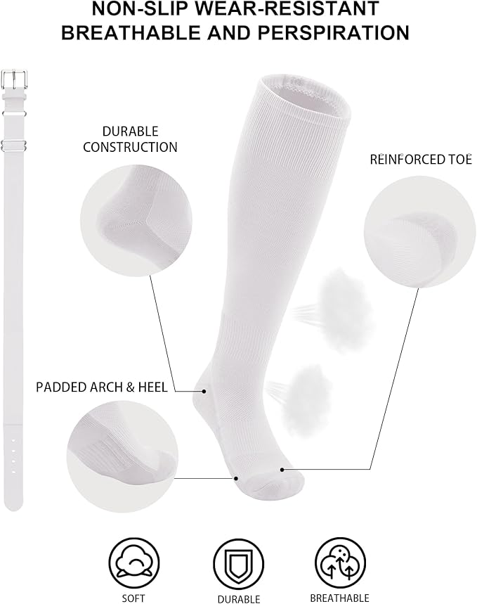 QBK 2T/3T/4T/5T Toddler Baseball Socks And Belt Youth Softball Tee Ball Combo Set for Boy Girl (1 Pairs of Socks & 1 Belt)