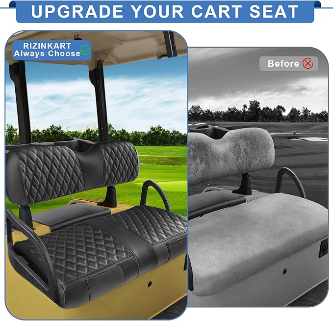 Golf Cart Seat Covers EZGO RXV,Grand Appearance, Easy Installation, Durable Quality, New Appearance,Golf Cart Seat Covers Fit RXV Front Seat,2 Convenient Pockets