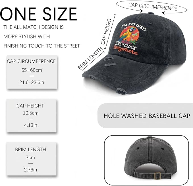 Jimmy Music Buffett Accessories Hats Its 5 Oclock Some Where Baseball Cap Mom Hat Pigment Black Womens Bucket