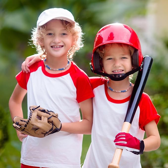 Breling 9 Pcs Ice Cream Baseball Drip Accessories, Ice Cream Baseball Drip Sleeves, 40" x 12" Cooling Towel, Beaded Necklace for Teams Sport Party Favors Shooter Sleeves Team Gift Accessories