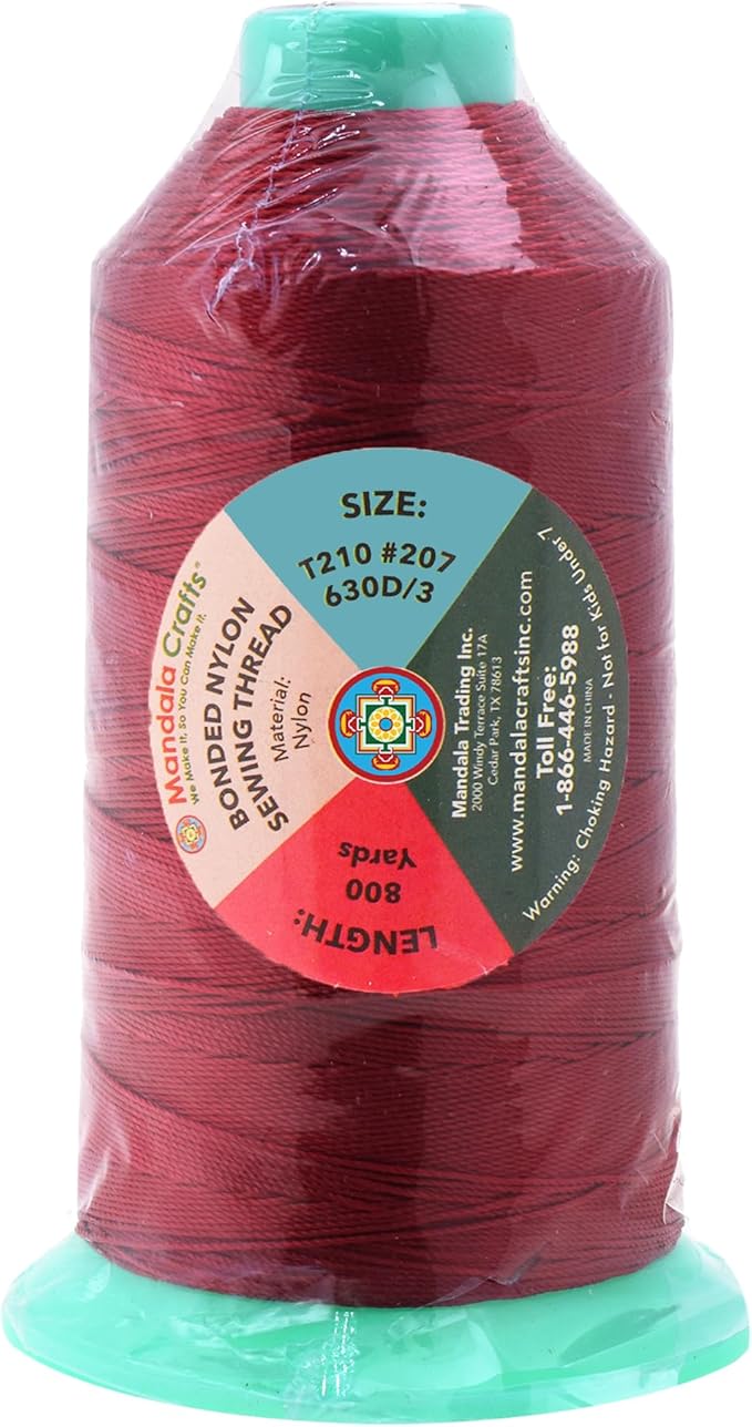 Mandala Crafts Bonded Nylon Thread Maroon Heavy Duty Sewing Threads - Image 3