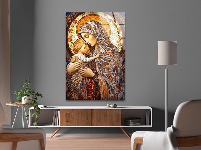 My Photostation.com 30Wx35.5H'' Jesus and Virgin Mary Glass Wall Art Tempered - Image 8