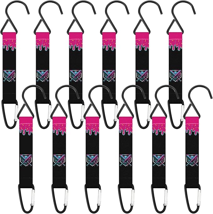 Vicenpal 12 Pcs Black Baseball Ice Cream Drip Fence Hooks for Baseball Bag Team Gifts Nylon Safety Buckles Metal Fence Hook Multifunctional Buckle for Player Outdoor Equipment Water Bottle Backpack