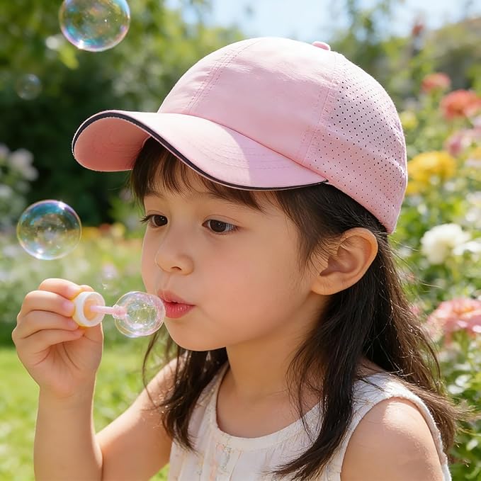 Little Girls Criss Cross Ponytail Hat Toddler Reflective Baseball Cap Kids Quick Dry Summer Sports Hats Age 3-8