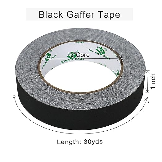 BOMEI PACK Black Gaffer Tape, Matte Non-Reflective, 1inch x 30yds No Residue - Image 3