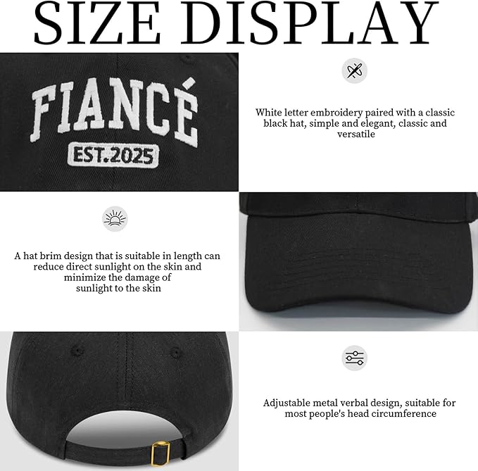 Embroidered Baseball Cap Women Men Engagement Anniversary Honeymoon Wedding Gifts Newlyweds Couples Adjustable Hats