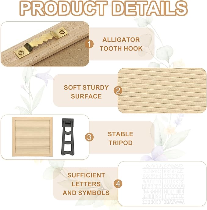 PATIKIL Felt Letter Board, 10x10Inches Khaki Wooden Changeable Message Board - Image 3