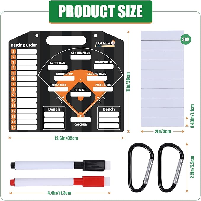 AOLEBA Baseball Lineup Board for Dugout,Dry Erase Magnetic Metal Baseball Clipboard for Coaches